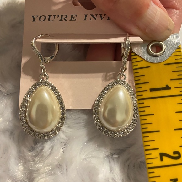You’re Invited White Faux Pearl Drop Pierced Earrings - Picture 7 of 7